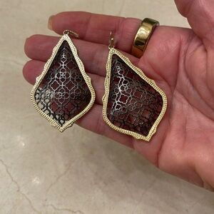 Kendra Scott large earrings in gold and gunmetal